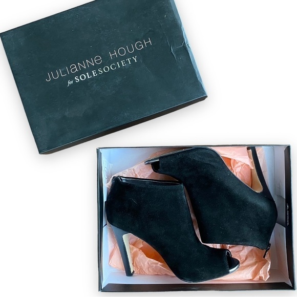 JULIANNE Hough for Sole Society Angela Black Suede Peep Toe Booties - Picture 14 of 16